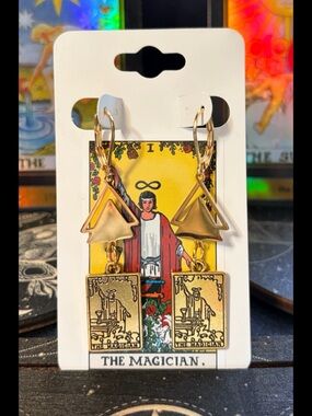 The Magician Tarot Card leverback Drop Earrings